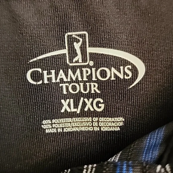 Champions Tour Golf Black and Blue Polo Shirt Classic Stripes - Picture 3 of 10